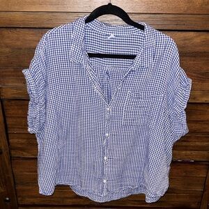 Old Navy Navy Gingham Shirt XL